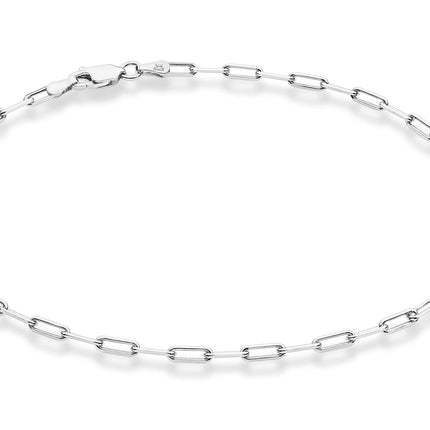 Miabella Italian 925 Sterling Silver 2.5mm Paperclip Anklet (SS, 9 Inches)