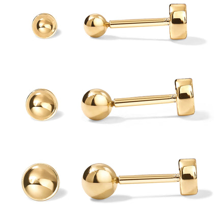PAVOI Classic Stud Studs, Yellow Gold, Size 2.5mm, 3mm, 3.5mm