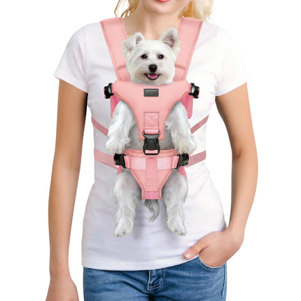 YUDODO Front Pet Carrier Backpack for Small Dogs and Cats, Secure and Breathable Mesh, Ergonomic Support, Adjustable for Walking, Hiking, or Travel (Pink M)
