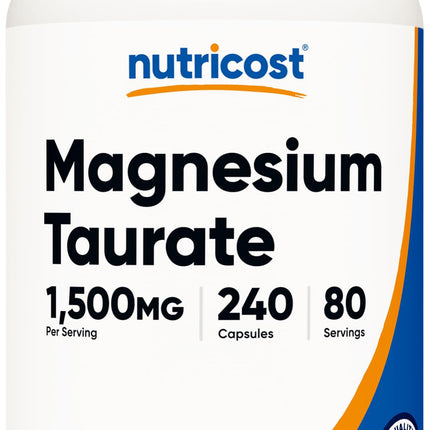 Nutricost Magnesium Taurate 1,500mg; 240 Capsules - Gluten Free, Non-GMO, Vegan, 80 Servings