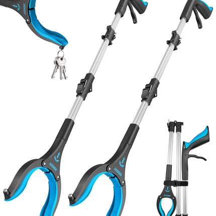 Kekoy 36 Inch Grabber Reacher Tool for Seniors 2 Pack, Foldable Reacher Grabbers Pickup Stick with Anti-Slip 360° Rotating Jaw, 4" Wide Extended Claw with Magnet for Disabled, After Surgery Recovery