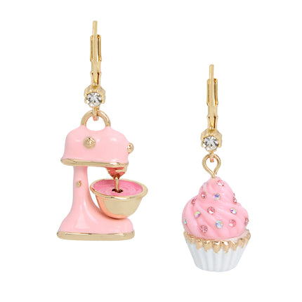 Betsey Johnson Womens Cupcake Mismatch Drop Earrings, Pink, One Size