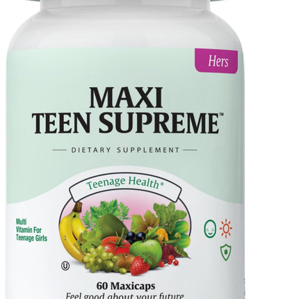 Teen Vitamins for Girls 12-17 - Teen Multivitamin Supreme with D3, Iron, Calcium, Biotin, Digestive Enzymes – Teenager Girl Multi Vitamins for Energy, Immune & Mood Support – 60 Count