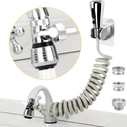 CECEFIN Kitchen Sink Sprayer Hose Attachment for Faucet, Kitchen Faucet Head Replacement w/ 79" Recoil Hose and Holder, Pressurized Water Saving Aerator & Diverter Valve, Faucet Sprayer Attachment Set