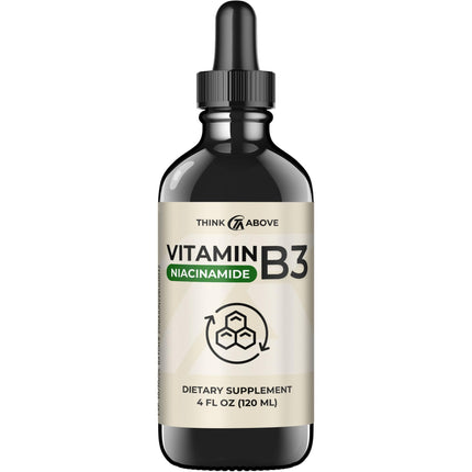 Liquid Vitamin B3 (as Niacinamide) Supplement - Non Flush Form of Niacin - Fast Absorption -Convenient Niacin Drops for Women and Men - 4 oz (120ml )