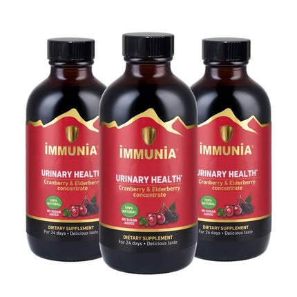 Immunia Urinary Health. Cranberry & Elderberry Concentrate for the Prevention of Urinary Infections. Natural. Delicious. 5 ml/Day. (3-Pack)