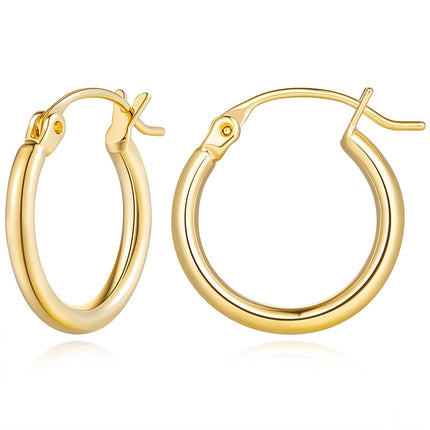14K Gold Hoop Earrings for Women Timeless Lightweight Round Tube Comfort Fit Earrings