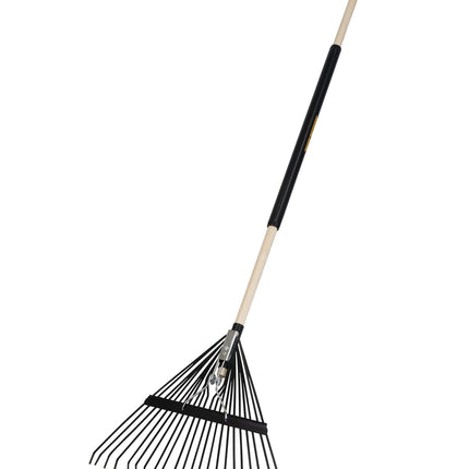 True Temper Steel Tine Leaf Rake with Hardwood/Steel Handle for Lawns, Gardening, and Dethatching, 22 Tines, Black