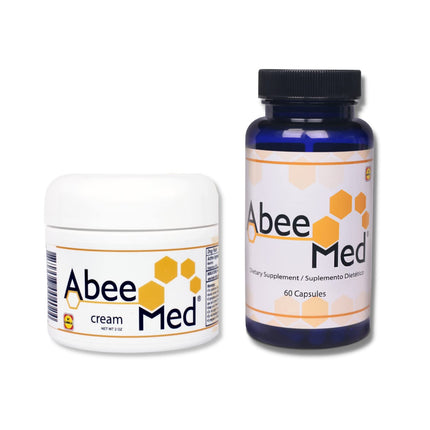 ABEE MED Natural Supplement 60 Capsules + Cream 2 oz - Bee Venom Apitoxin - Pain Support - Inflammation - Mobility
