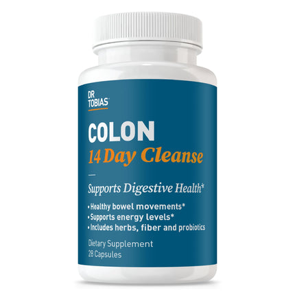 Dr. Tobias Colon Cleanse - Constipation Relief & Gut Health Support for Women & Men | 14 Day Colon Cleanser for a Gentle Colon Detox & Gut Flush - 28 Capsules (1-2 Daily)