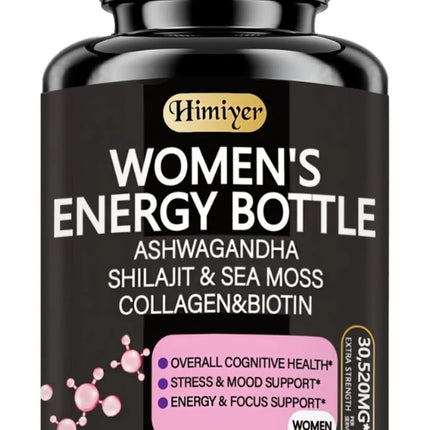 Himiyer Women's Energy Supplement, 60 Veggie Capsules, with Ashwagandha, Shilajit, Sea Moss, Collagen and Biotin