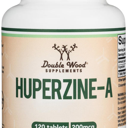 Huperzine A 200mcg (Third Party Tested) 120 Tablets, Brain Supplement to Promote Acetylcholine (Acetylcholinesterase Inhibitor) - Supports Memory and Focus by Double Wood