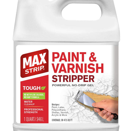 Max Strip Paint & Varnish Stripper 32oz - Paint Stripper for Multiple Layers of Acrylic, Latex, Oil & Water-Based Paints, varnishes. for Wood, Metal, Masonry, Plaster, Tile, molding.