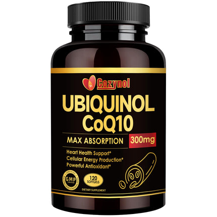 Ubiquinol CoQ10-300mg-Softgels with Vitamin E & Omega 3, Coenzyme Q10 Supplement High Absorption Support Heart Health & Energy-Production, Powerful-Antioxidant 120 Servings 4 Month Supply
