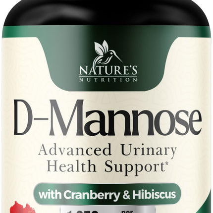 D-Mannose 1000mg Per Serving - Cranberry & Hibiscus - Effective Fast-Acting, Flush The Impurities for Bladder, Urinary Tract Health Support Supplement, for Women and Men, USA Bottled - 120 Capsules