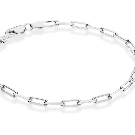 Miabella Solid 925 Sterling Silver Italian 3mm Paperclip Link Chain Bracelet for Women Men, Made in Italy (Length 7.5 Inches)