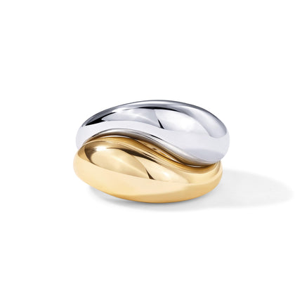 PAVOI 14K White and Yellow Gold Plated Mixed Metal Chunky Two Tone Wavy