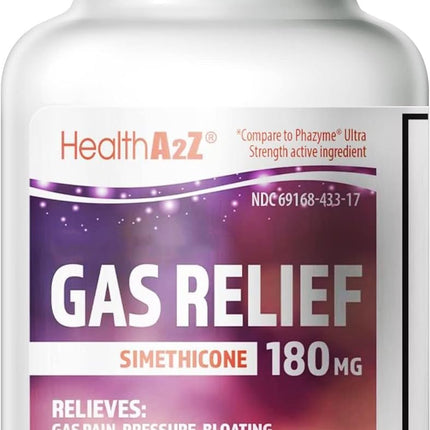 HealthA2Z® Gas Relief Simethicone 180mg | Relieves from Stomach Discomfort and Gas | Anti Flatulence | Relieves Gas Fast (300 Count (Pack of 1))