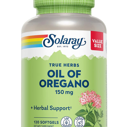 SOLARAY Oil of Oregano Softgels 150 mg - Oregano Oil Supplement for Powerful Wellness Support - Gentle Digestion - Extra Virgin Olive Oil Base - Vegan, 60-Day Guarantee - 120 Servings, 120 Softgels
