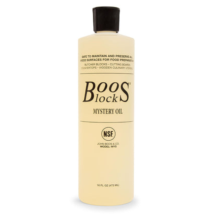 John Boos All-Natural Mystery Oil, Revitalizing Wood Conditioner, 16 oz - Food-Grade Mineral Oil for Butcher Blocks, Cutting Boards, Countertops and Wooden Culinary Utensils