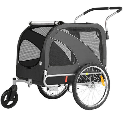 Sepnine 2 in 1 Pet Bicycle Trailer with a 6" Stroller Wheel Suitable for Small and Medium Dogs, Carrier Up to 66/88 LBS, Easy Folding Cart Frame, Quick Release Wheel, Universal Bicycle Coupler