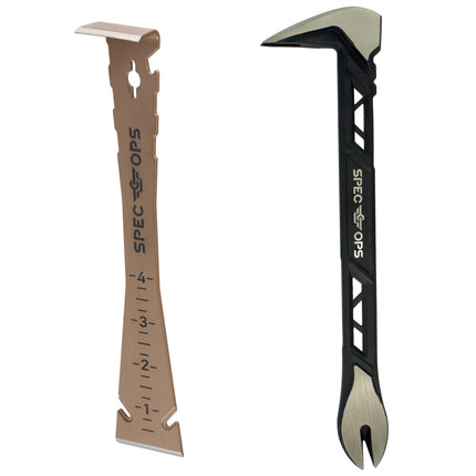Spec Ops Tools Trim Bar, Pry Bar for Carpentry & Nail Pulling, High-Carbon Spring Steel, Beveled Edges, 9.5" Multi Pack
