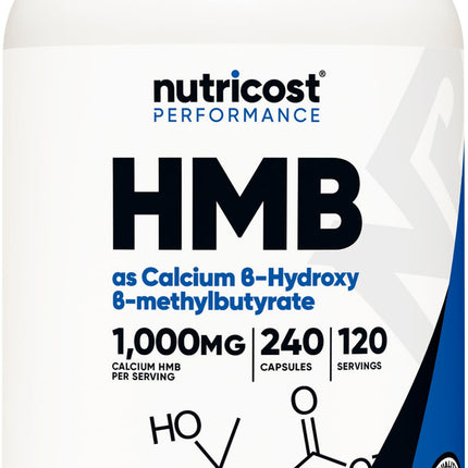 Nutricost HMB (Beta-Hydroxy Beta-Methylbutyrate) 1000mg (240 Capsules) - 500mg Per Capsule, 120 Servings - Gluten Free and Non-GMO