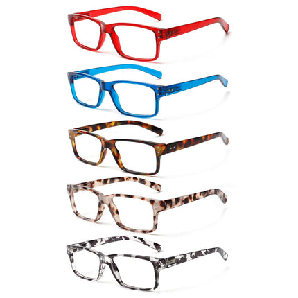 NORPERWIS Reading Glasses 5 Pairs Quality Readers Spring Hinge Glasses for Reading for Men and Women (5 Pack Mix Color -4, 5.00)