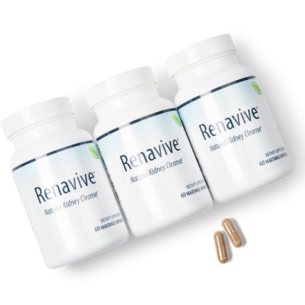Renavive Kidney Cleanse - Premium Kidney Support Supplement with Chanca Piedra Stone Breaker - Supports Natural Cleansing & Urinary Tract Health - 60 Capsules (Pack of 3)