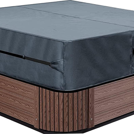UCEDER Waterproof Hot Tub Cover -Outdoor Spa Cover Cap(Actual Size 93''x93 x20'' Fit 91''x91 x 20'') 600D Heavy Duty Polyester Hot Tub Cover Protector(Dark Gray)