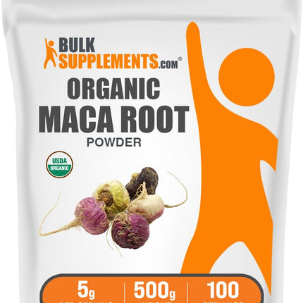 BulkSupplements.com Organic Maca Powder - Organic Maca Root Powder, Superfood Supplement - Gluten Free, 5g per Serving, 500g (1.1 lbs) (Pack of 1)