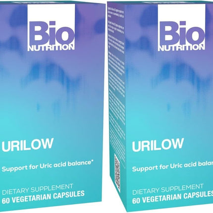 Bio Nutrition 2 Pack Urilow 60 Vegetarian Capsules | Natural Support for Urinary Health | Promotes a Healthy Uric Acid Balance