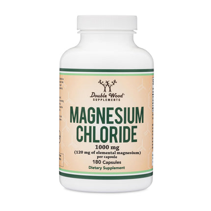 Magnesium Chloride (Cloruro De Magnesio) - 180 Capsules, 1,000mg Per Serving, Supports Digestive and Bone Health - Non-GMO and Gluten Free by Double Wood Supplements