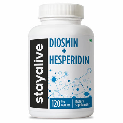 STAY ALIVE Diosmin Hesperidin 1000mg Complex, 120 Count, Citrus Bioflavonoids Rich Fruit Extract, 2 Month Supply, 100% Vegetarian, Non-GMO & Gluten Free Hesperidin and Diosmin Supplement Capsules