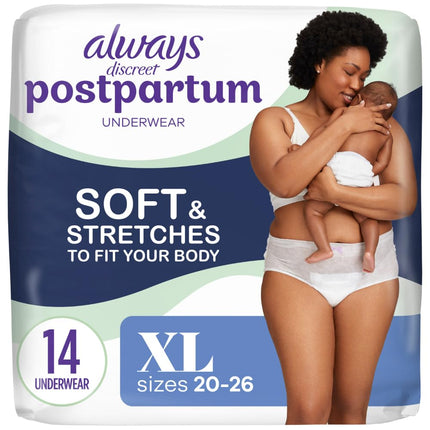 Always Discreet Post-partum UW XL, 14ct.