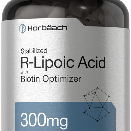 Horbäach Stabilized R-Lipoic Acid 300mg | 60 Capsules | with Biotin Optimizer | Non-GMO, Gluten Free | Na-RALA Supplement
