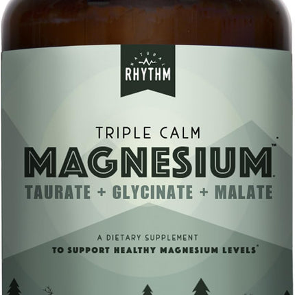 Natural Rhythm Triple Calm Magnesium Complex - 120 Capsules, Chelated Magnesium Glycinate, Taurate & Malate, High Absorption Supplement for Sleep, Stress, Muscle & Heart Support, Non-GMO, Vegan