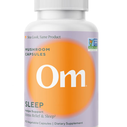 OM MUSHROOM SUPERFOOD Sleep Mushroom Capsules Superfood Supplement, 90 Count, 30 Days, Reishi, GABA, L-Theanine, Melatonin for Rest & Sleep Quality Superfood Supplement