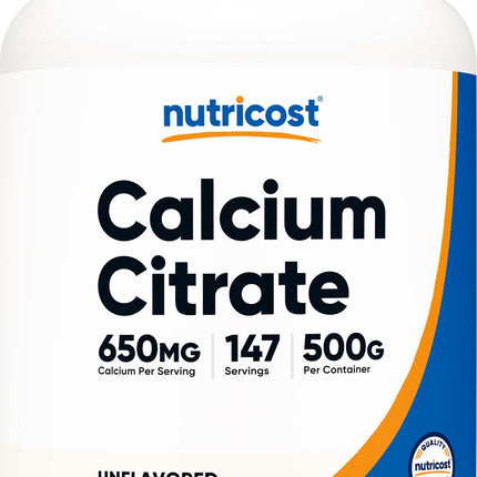 Nutricost Calcium Citrate Powder (500 Grams) (Unflavored) - Pure Calcium Citrate, No Fillers, Gluten Free (1.1lbs)