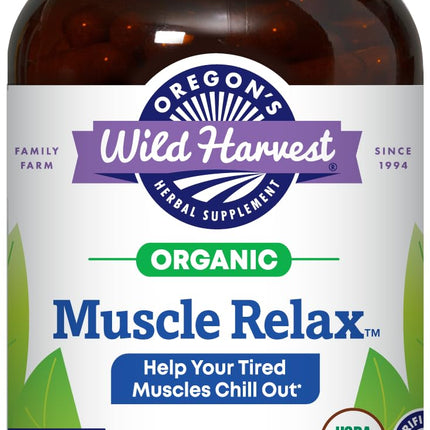 Oregon's Wild Harvest Muscle Relax Herbal Supplement Vegan Capsules with Valerian, Hops and Skullcap - USDA Certified Organic - 180 Count