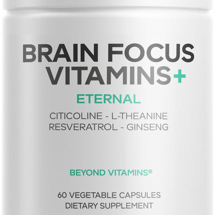 Codeage Brain Focus Vitamins+, Citicoline Cognizin, Ginseng, 60 Capsules