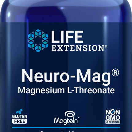 Life Extension Neuro-Mag Magnesium L-Threonate, 150 Vegetarian Capsules, Magtein Supplement for Women and Men