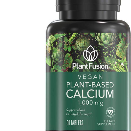PlantFusion Vegan Calcium, Premium Plant Based Calcium (1000mg) Sourced from Icelandic Red Algae, Plus Magnesium, D3, K2, and Boron, 90 Vegan Tablets