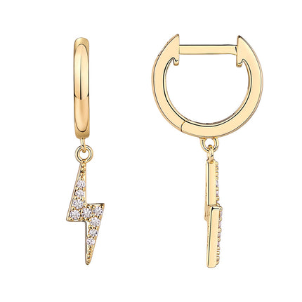 PAVOI Dainty Huggie Earrings, 925 Silver, Yellow Gold, Size 13 Millimeters