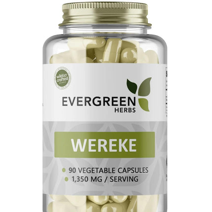 Evergreen Herbs Wereke Capsules - 90 Vegetable Capsules, 1350 mg Per Serving, Mexican Wereque Herb Supplement for Daily Wellness & Digestive Support, No Fillers, Binders, or Additives