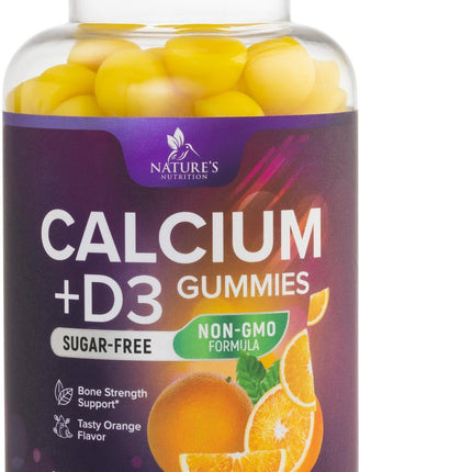Calcium Supplement Gummies - Sugar Free Calcium Gummy with Vitamin D3 for Best Absorption - Supports Immune Health, Bones & Teeth - Nature's Calcium Chews for Women & Men, Orange Flavor - 120 Gummies