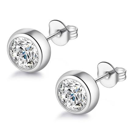 Augell Unisex Moissanite Stud Earrings, 1-2 Carat D Color VVS1 Clarity, Hypoallergenic Professional Lab Created, GRA Certified Earrings