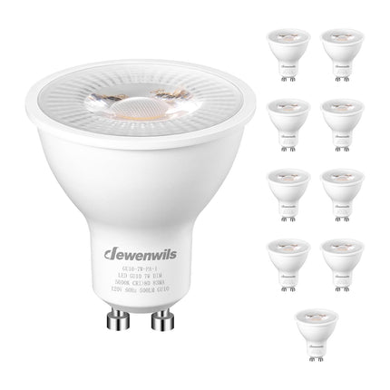 DEWENWILS 10-Pack GU10 LED Bulb Dimmable, 5000K Daylight GU10 Bulb Replacement for Track Lighting, 500LM, 7W(50W Equivalent) LED Light Bulb for Kitchen, Range Hood, Living Room, Bedroom