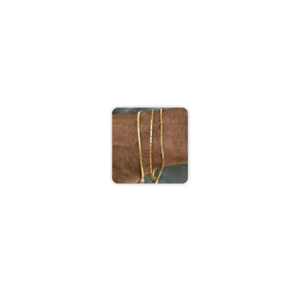 Gold Chain Bracelet for Women Men Trendy - 14K Gold Plated Bracelet Dainty Gold Snake Link Bracelet Stack Simple Jewelry Chain Set Adjustable Bracelet Accessories for Dad Husband 3 Pcs