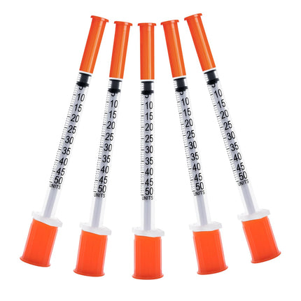 U-100 31G 0.5cc 5/16 Inch (8mm) Syringes, Individually Wrapped Pack of 20